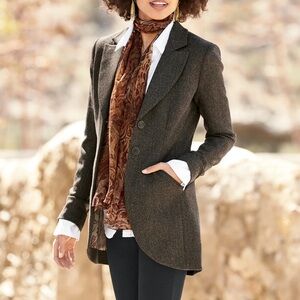 Peruvian Connection Wool Blend Dorset Cutaway Jacket Size 4